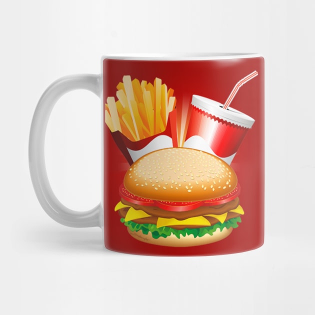 Fast Food Hamburger Fries and Drink by BluedarkArt